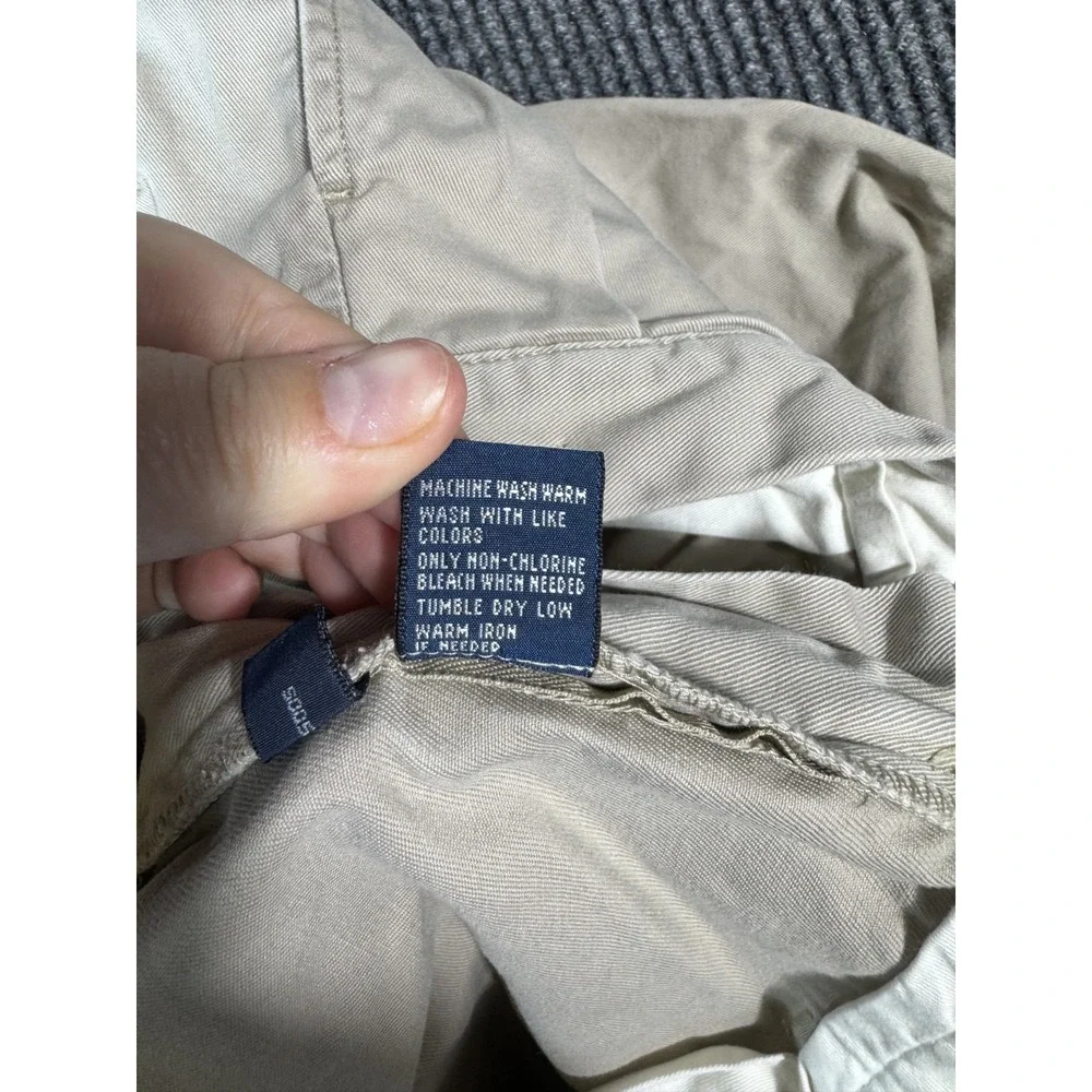 Polo Ralph Lauren Andrew Pants Mens Size 34x30 Khaki Vintage Baggy Pleated Chino